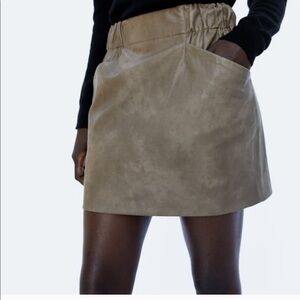 Zara Brown Faux Leather Mini Skirt